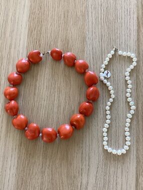 Vintage Hawaiian Wiliwili Seed & Freshwater pearl Necklace Bundle